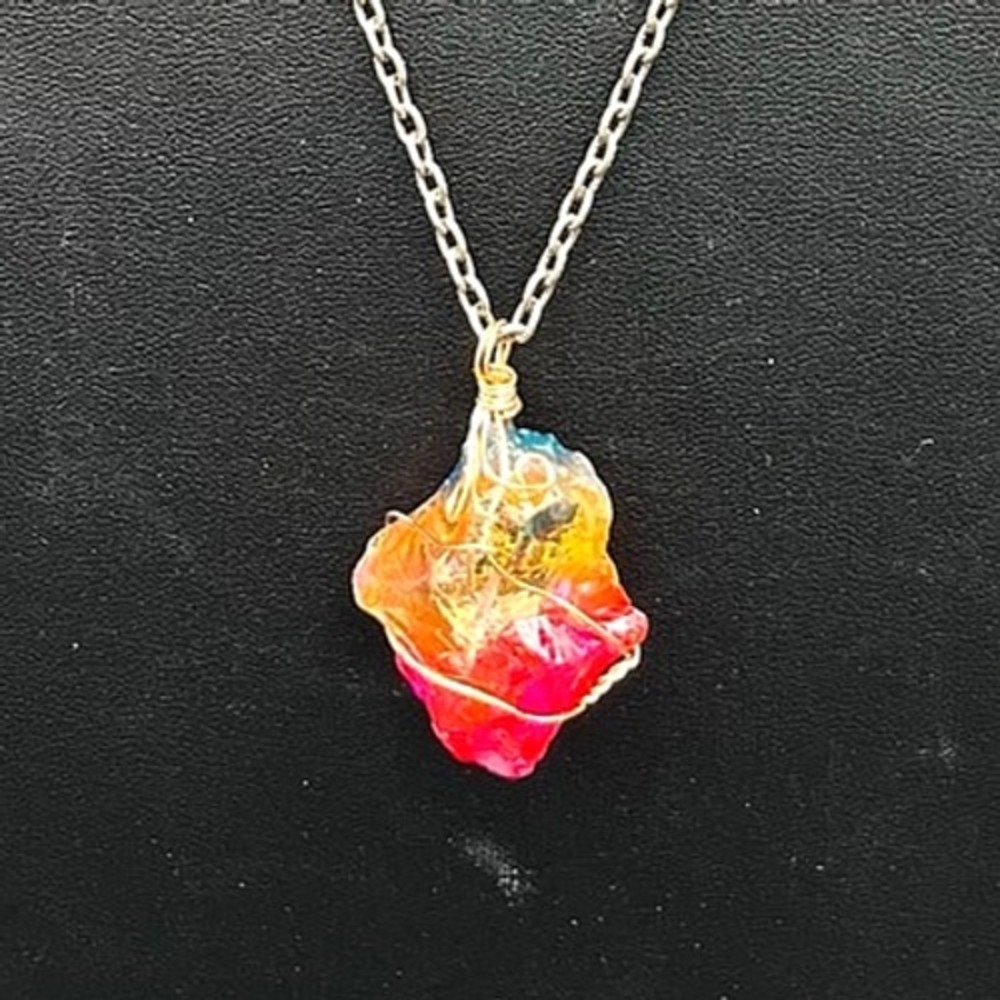 Vintage Y2K Chain Multicolor Resin Pendant Necklace
